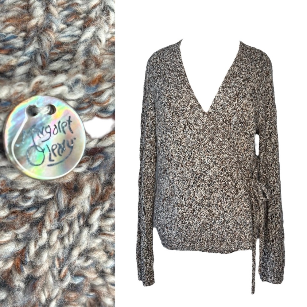‘Like new’ wrap sweater by Margaret O’Leary  purple/ brown colour size medium